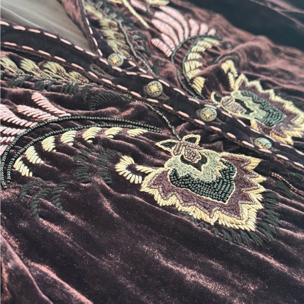 Double D Ranch Xiola heavily embroidered beaded Velvet Tunic NWOT - Picture 4 of 15